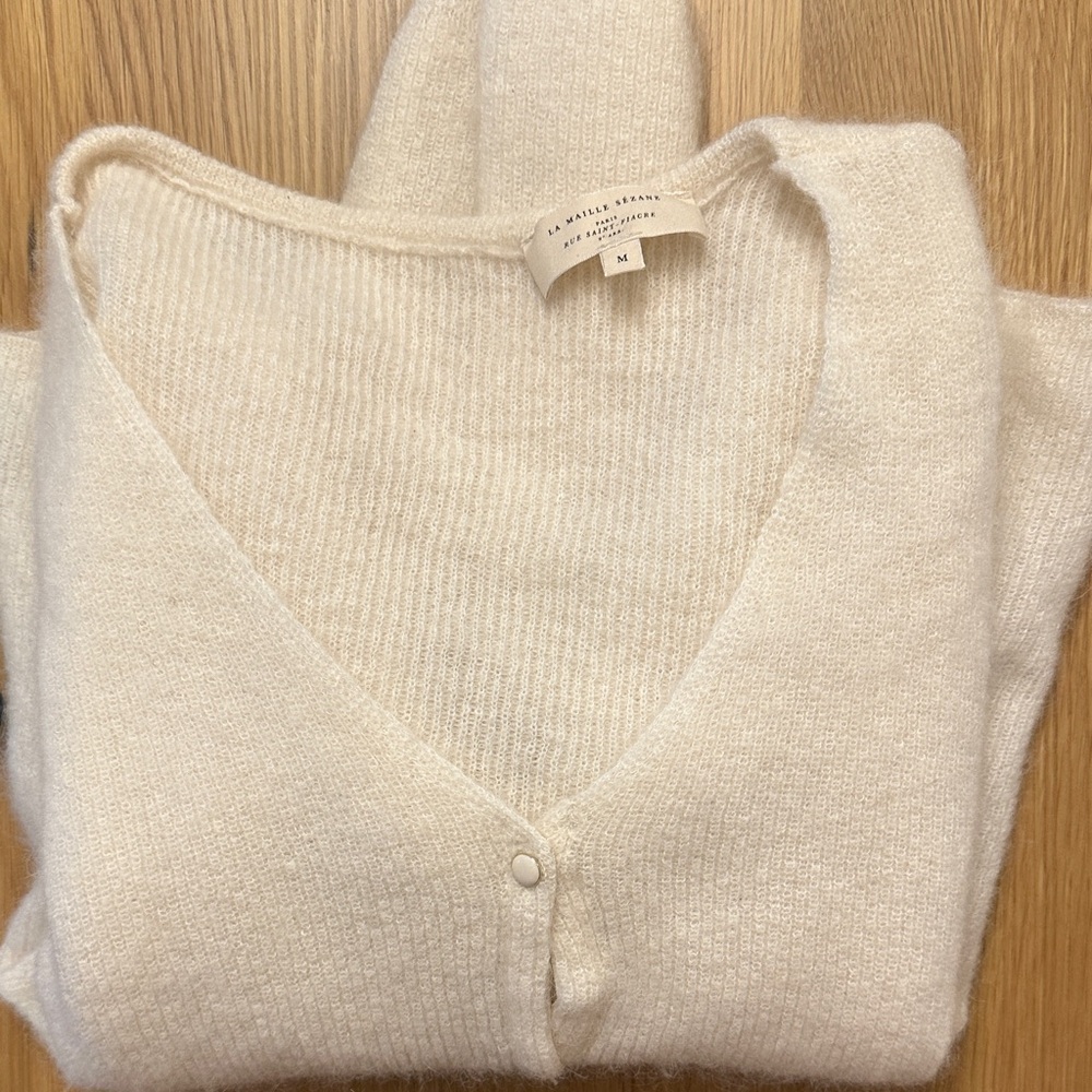 Sezane Cream Women's Cardigan Sweater